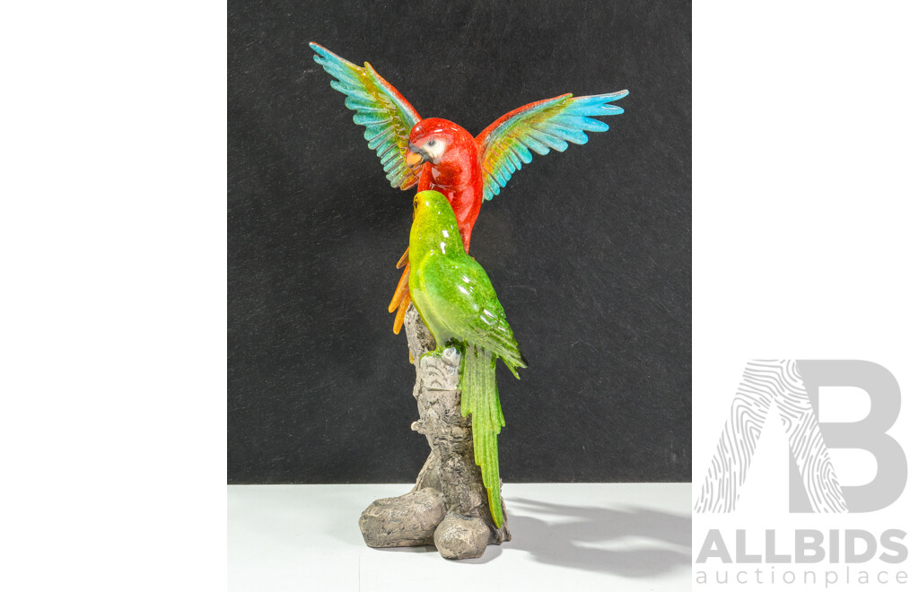 Composite Painted Figures of Parrots