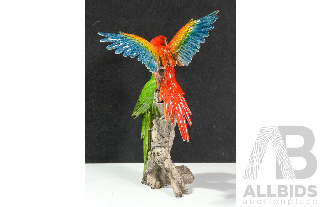 Composite Painted Figures of Parrots