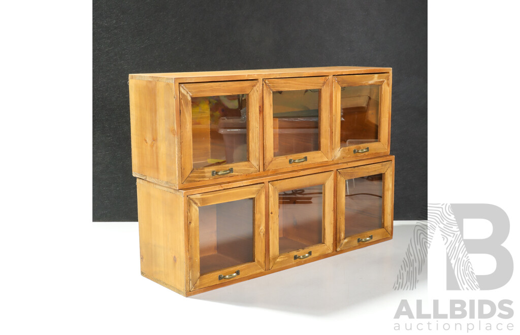 Pair of Wall Mount Three Drawer Spice Chests