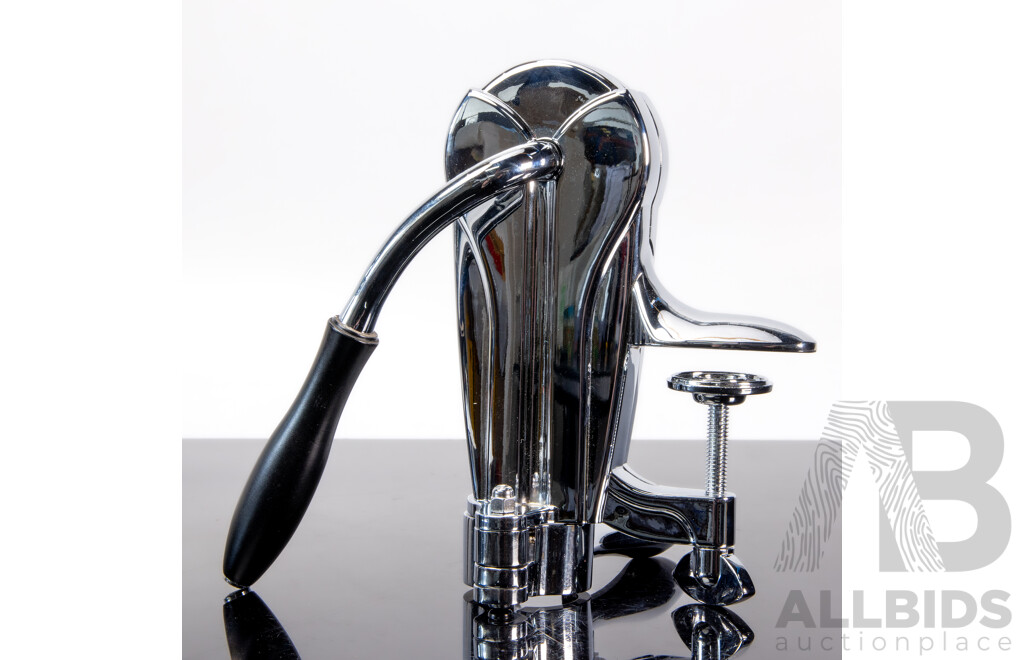 Chrome Bench Mount Cork Screw in Presentation Case