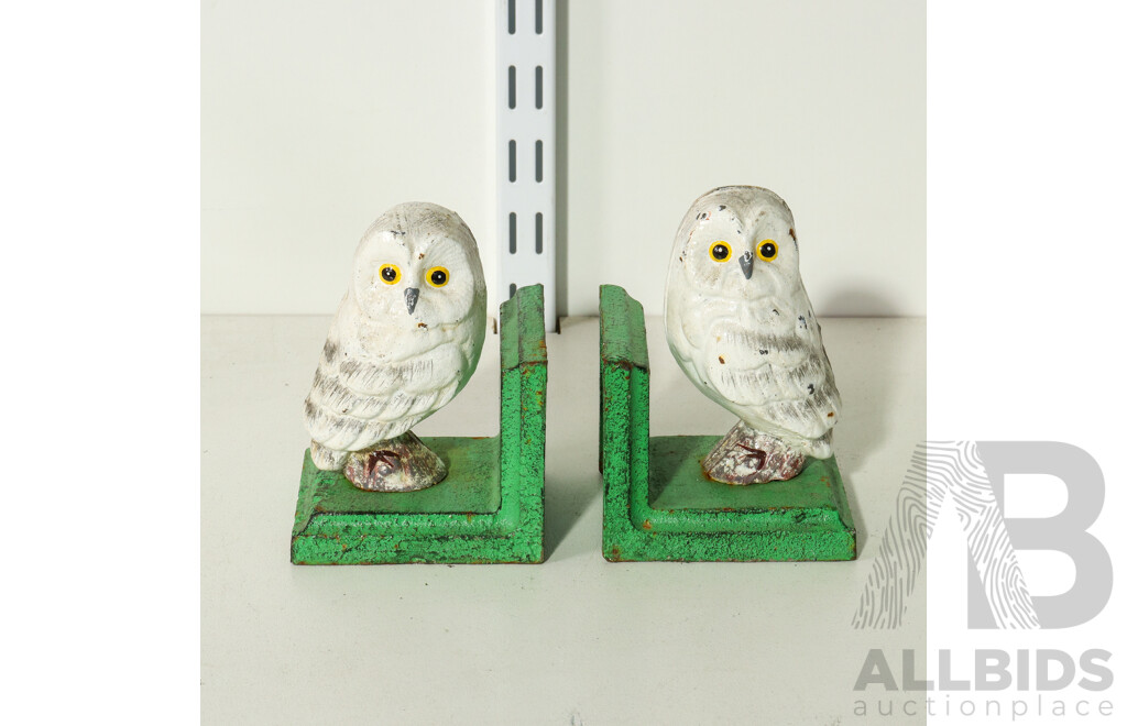 Pair Cast Iron Owl Bookends