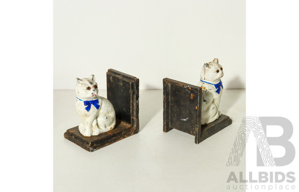 Pair Cast Iron Cat Bookends