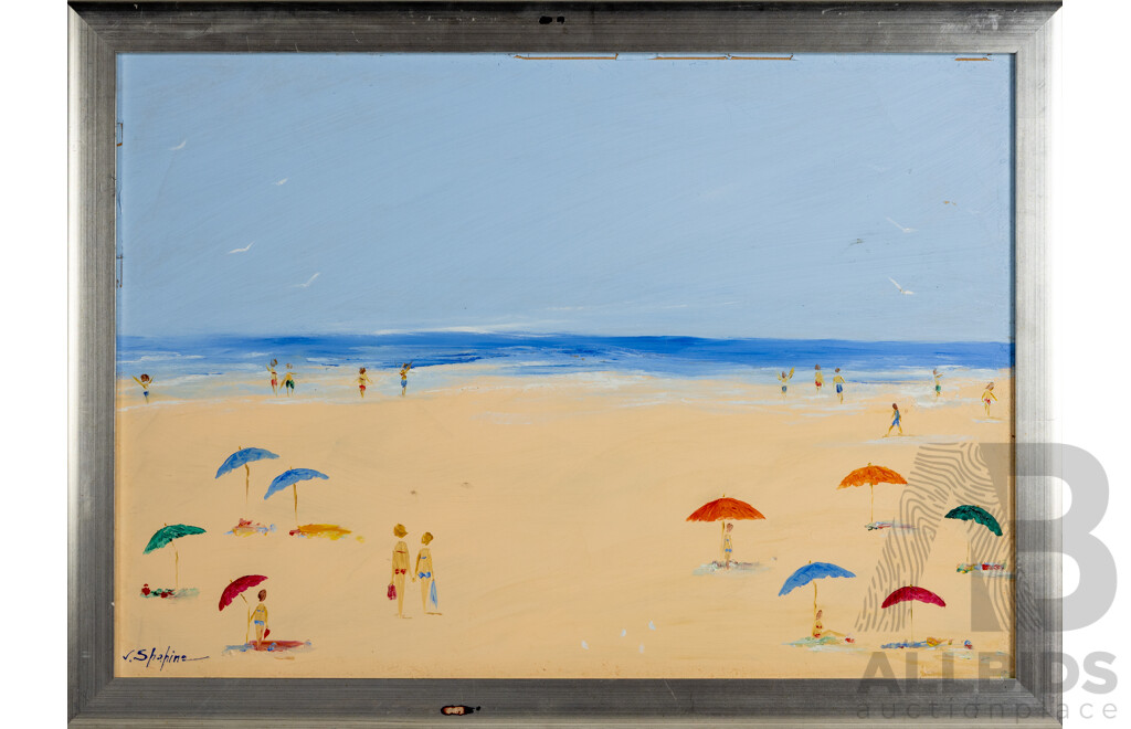 Jack Shahine, (20th Century, Australian), Beach Days, Lovely Original Oil on Board, 67 x 91 cm (frame)