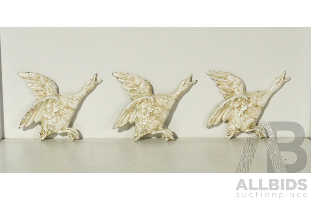 Set of 3 Cast Iron Flying Ducks - Wall Mounted