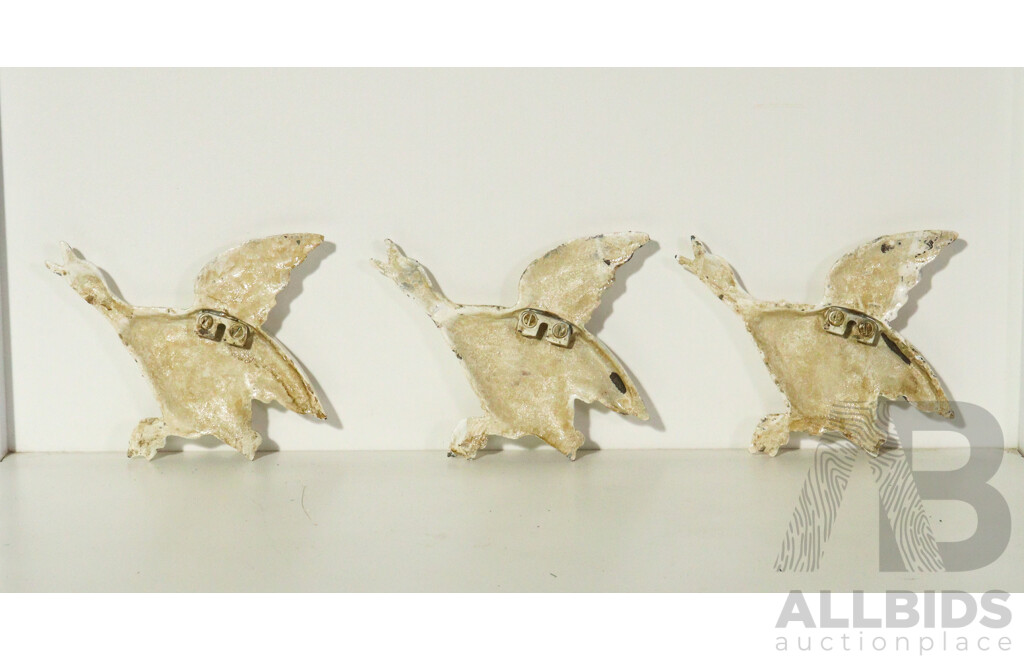 Set of 3 Cast Iron Flying Ducks - Wall Mounted