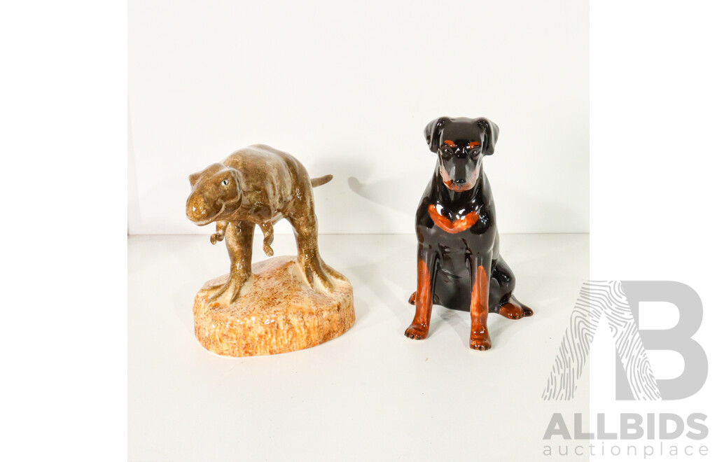 Set of Two Ceramic Piggy Banks - T-Rex & Rottweiler