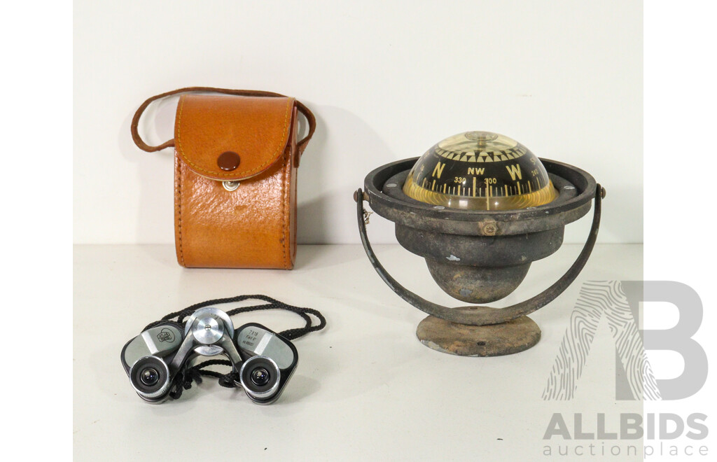 Vintage Airguide Compass with Atlas Binoculars 7x18