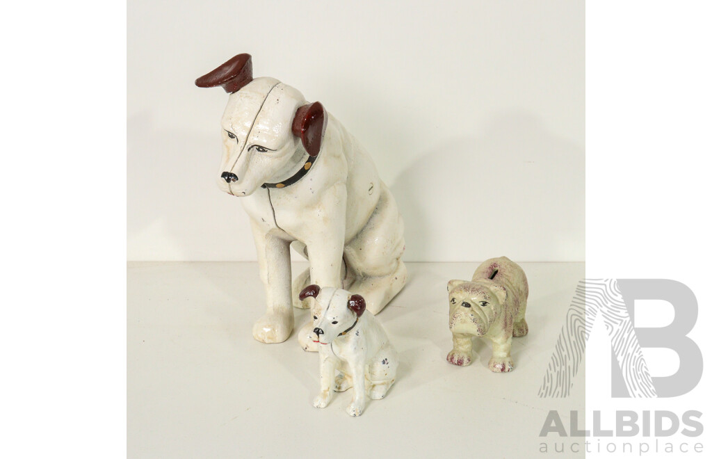 Collection of Three Cast Iron Dog Piggy Banks
