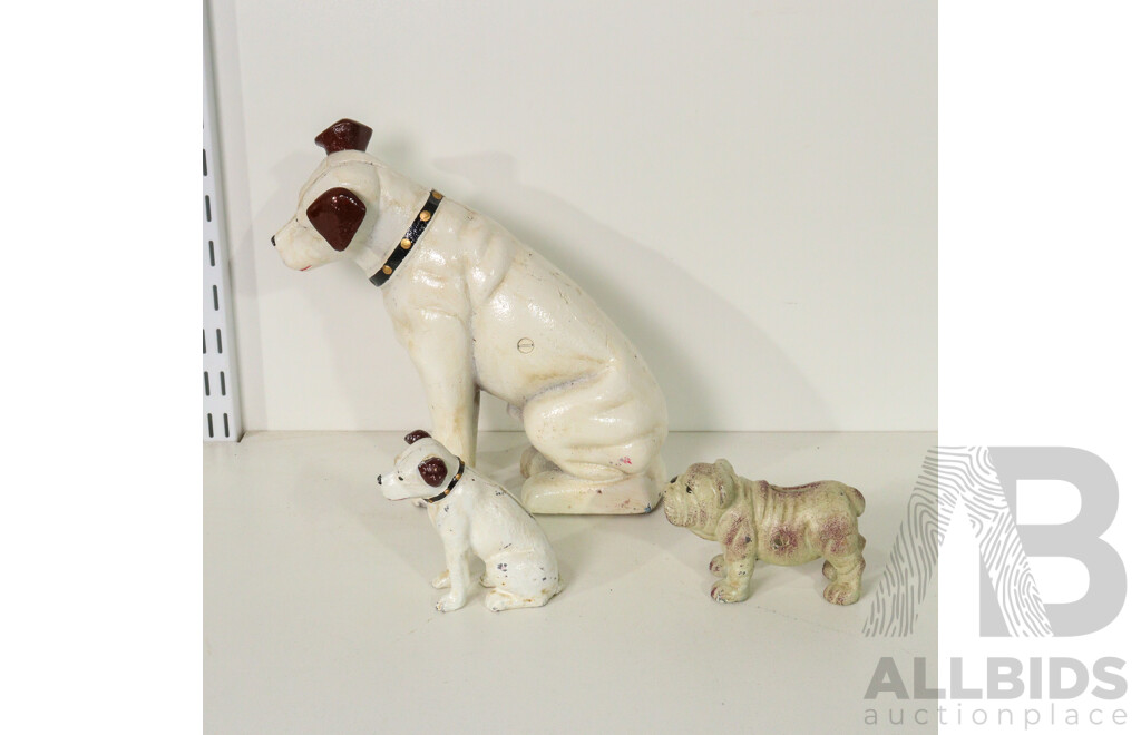 Collection of Three Cast Iron Dog Piggy Banks