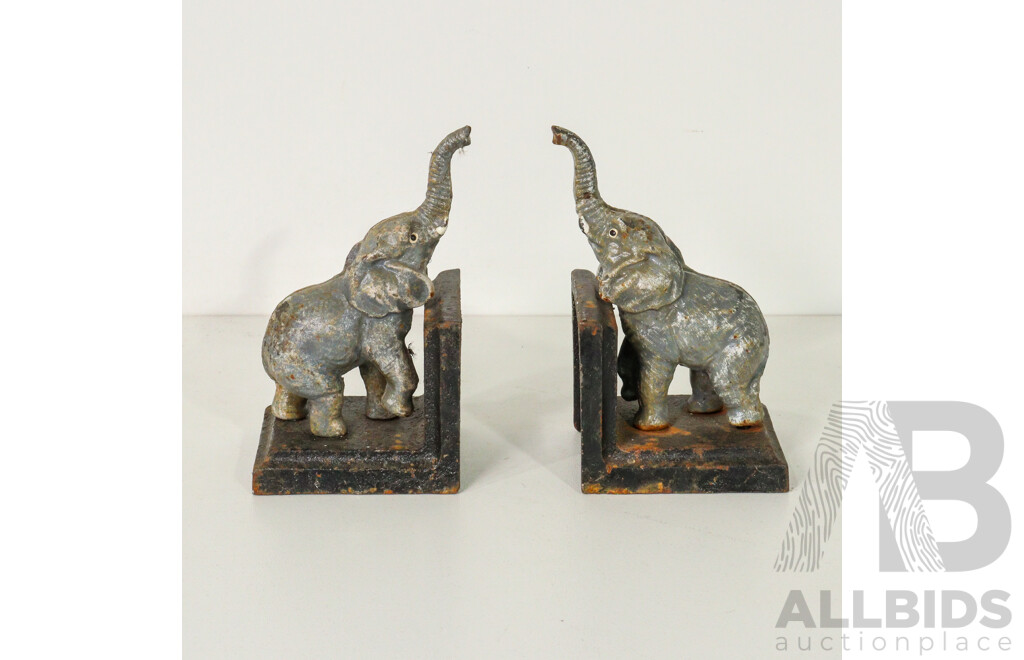 Pair of Cast Iron Elephant Bookends
