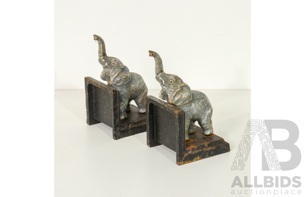 Pair of Cast Iron Elephant Bookends