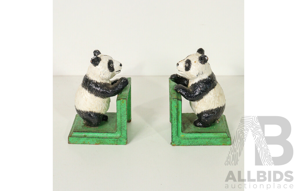 Pair of Cast Iron Panda Bookends
