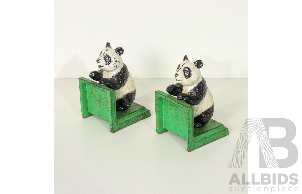 Pair of Cast Iron Panda Bookends