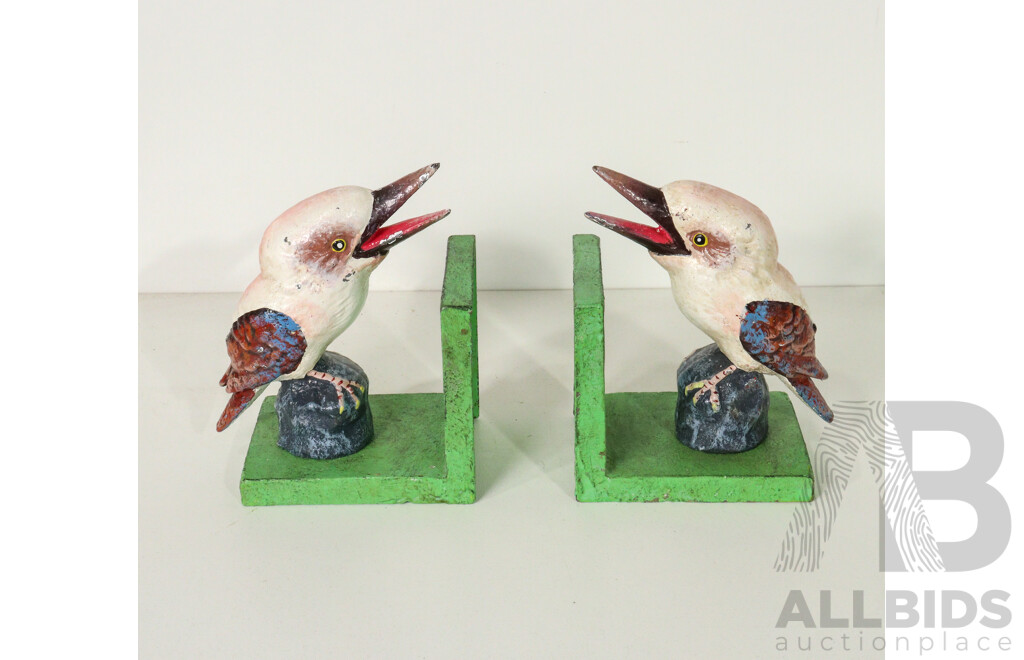 Pair of Cast Iron Kookaburra Bookends