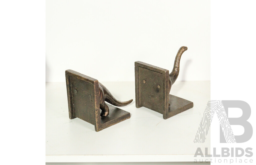 Pair of Cast Iron Dinosaur Bookends