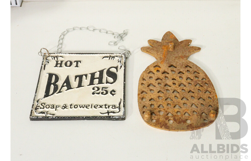 Collection of 8 Cast Iron Signs for Home Decor