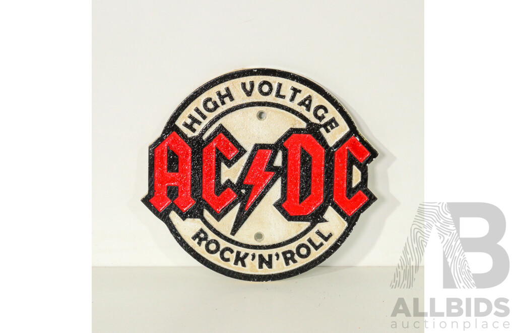 Cast Iron ACDC High Voltage Rock'N'Roll Sign