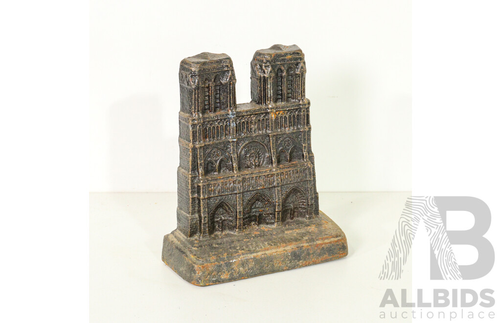 Cast Iron Depiction of the Notre Dame Cathedral