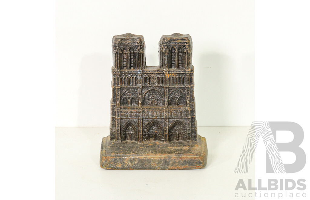 Cast Iron Depiction of the Notre Dame Cathedral