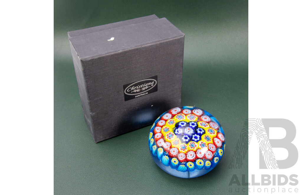Christiana Australia Collectible Colourful Glass Paperweight in Original Box, 11 x 11 x 7 cm (box)