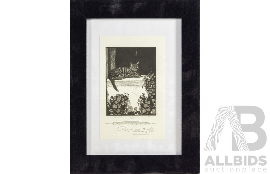 After Lionel Lindsay (19/20th Centuries, Australian, 1874-1961), Siesta, Reproduction Print After Original 1924 Wood Engraving, 37 x 29 cm (frame)