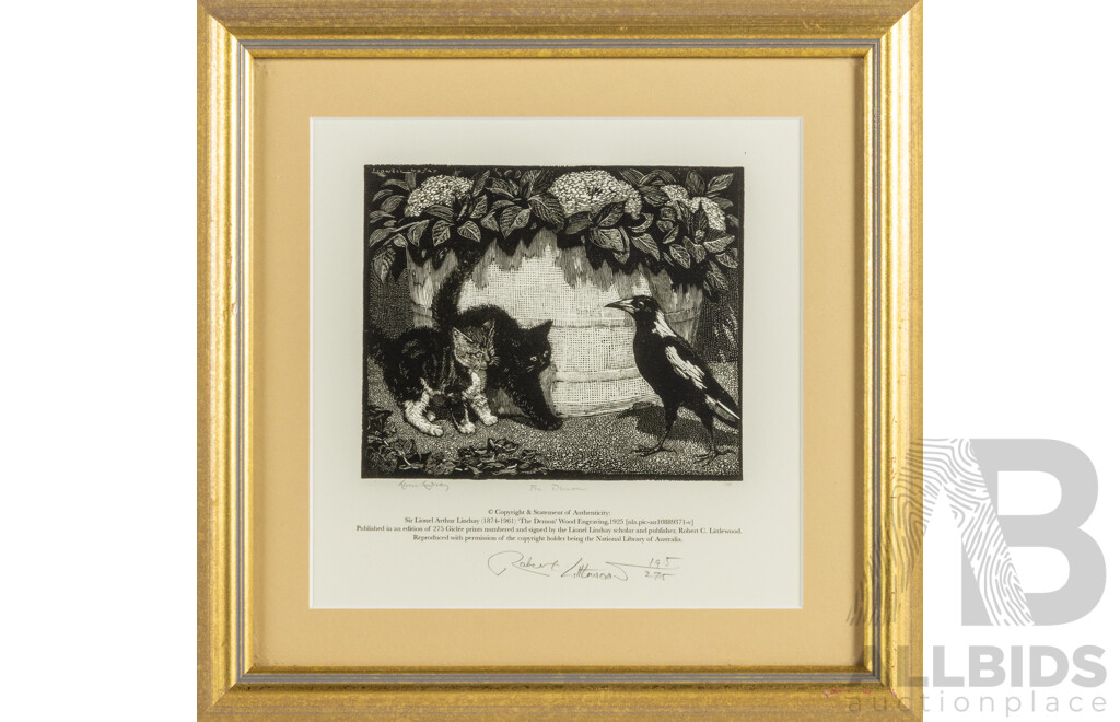 Lionel Arthur Lindsay, (19/20th Centuries, Australian, 1874-1961), The Demon, Editioned Giclee Print After Original 1925 Wood Engraving, 31 x 31 cm (frame)