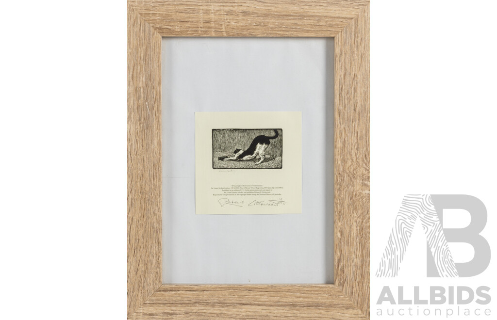 Lionel Arthur Lindsay, (19/20th Centuries, Australian, 1874-1961), Cat & Mouse, Pair of Giclee Prints After Original 1922 Wood Engraving (One Editioned), 31 x 31 cm (frame) (2)