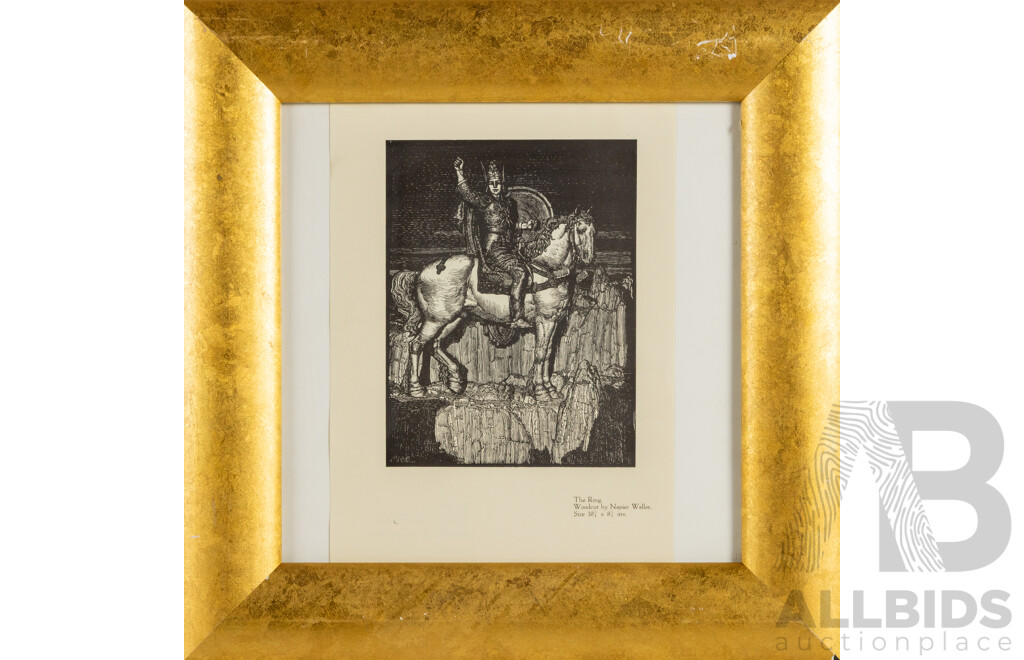 (Mervyn) Napier Waller CMG OBE (19/20th Centuries, Australian, 1893--1972), The Ring, Vintage Print After Original 1923 Woodcut, 34 x 34 cm (frame)