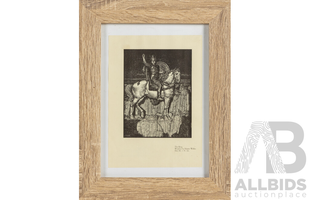 (Mervyn) Napier Waller CMG OBE (19/20th Centuries, Australian, 1893--1972), The Ring, Vintage Print After Original 1923 Woodcut, 37 x 29 cm (frame)