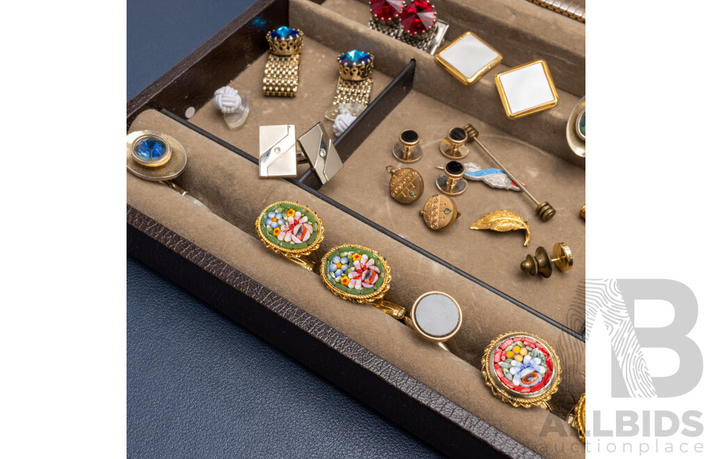 Assorted Cufflinks, Dinner Shirt Studs, Tie Pins and Other Accessories - Comes in Swedish Made Royal Jewellery Box