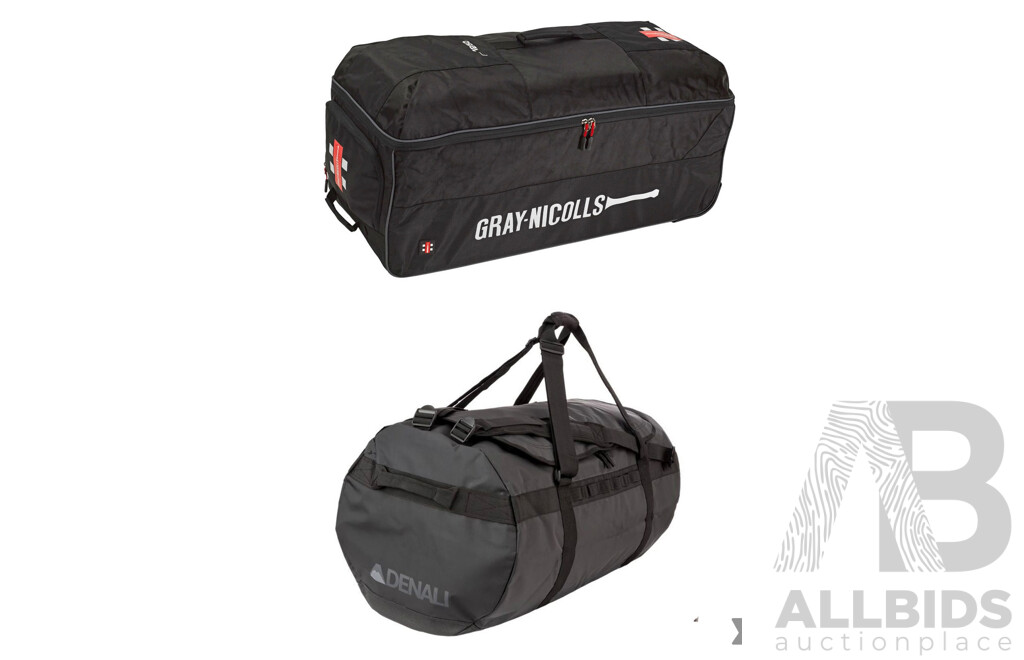 GRAY NICOLLS (GN1250) Cricket Bag and DENALI Expedition Duffle Bag - ORP $ 359 - Lot of 2