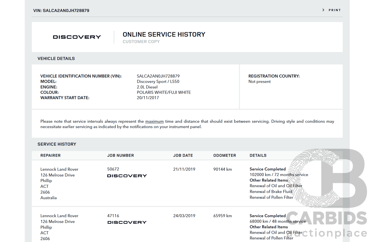 11/2017 Land Rover Discovery Sport TD4 180 HSE  (AWD) LC MY17 4D Wagon White Turbo Diesel 2.0L