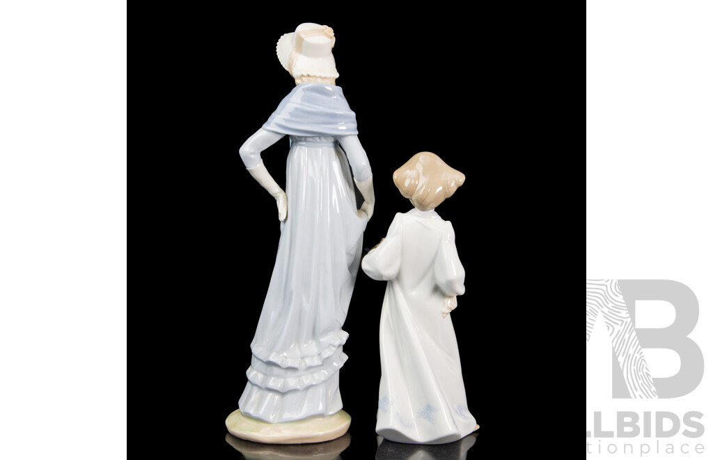 Two Spanish Nao for Lladro Porcelain Figures of Young Ladies