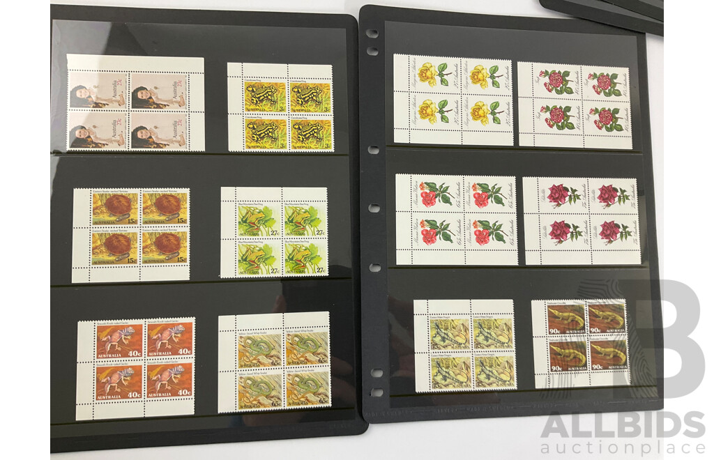 Collection of Australian 1980/81/82  Mint Stamp Blocks Including Sets and Two Dollar Painting Series Block of Four