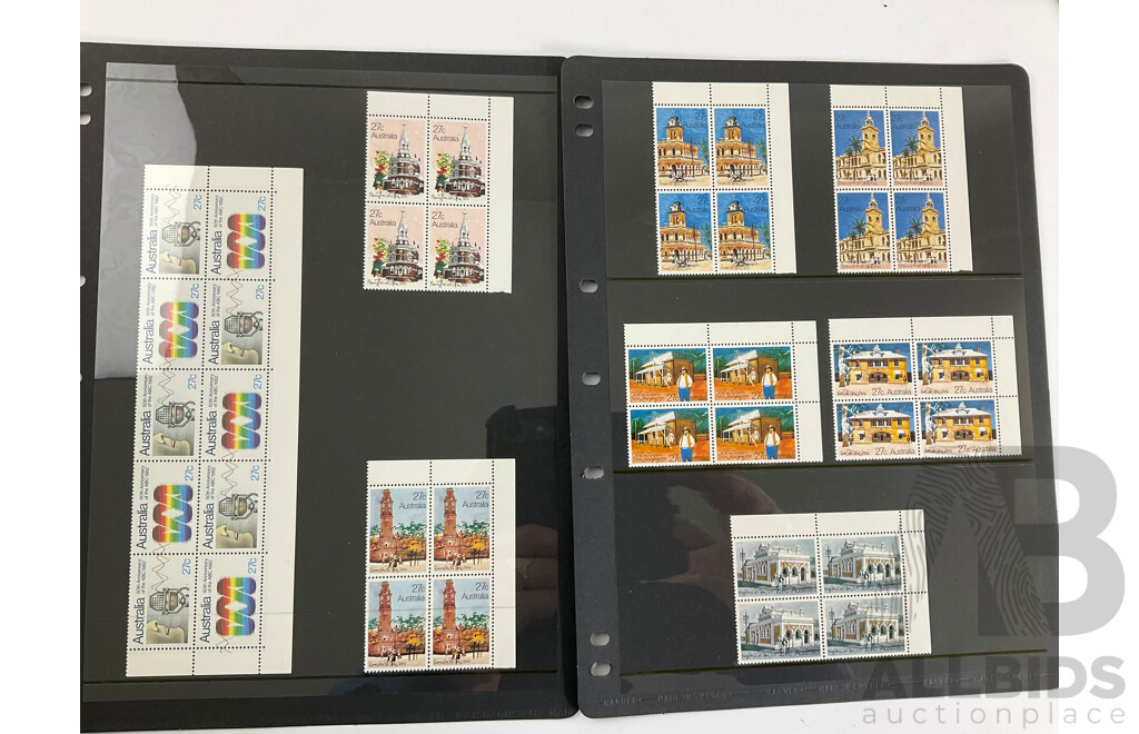 Collection of Australian 1980/81/82  Mint Stamp Blocks Including Sets and Two Dollar Painting Series Block of Four