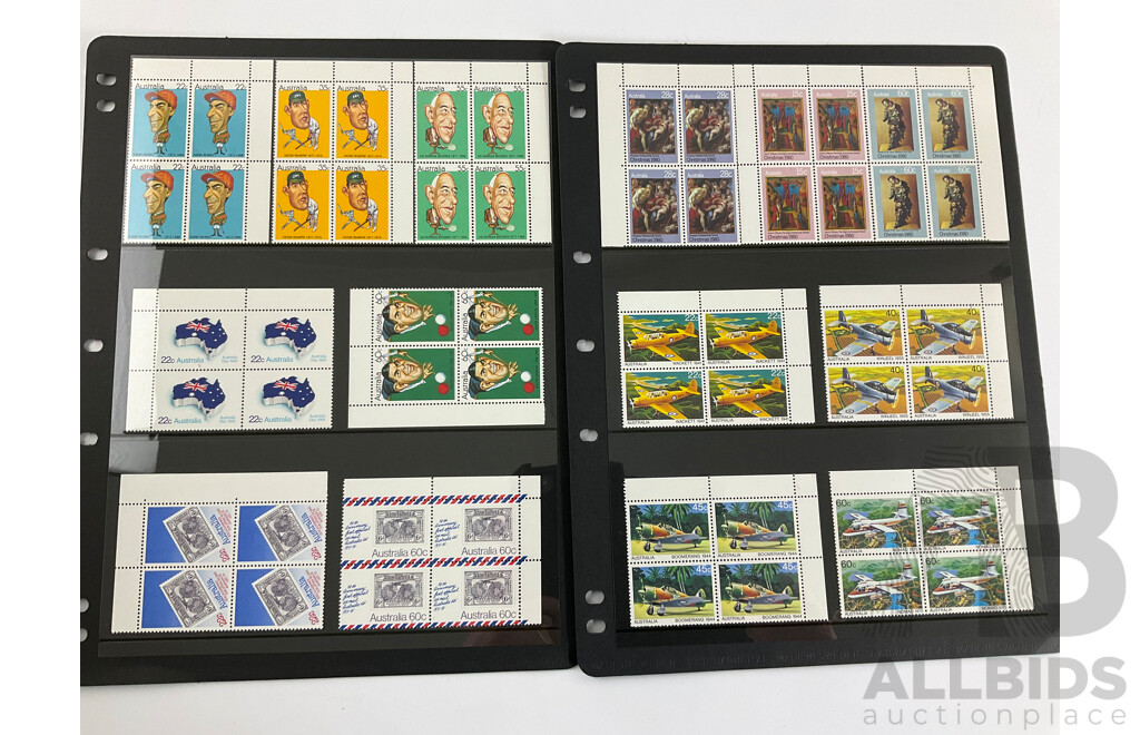 Collection of Australian 1980/81/82  Mint Stamp Blocks Including Sets and Two Dollar Painting Series Block of Four