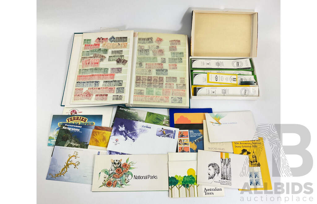 Album of Australian Cancelled Stamps, Including Predecimal, Kangaroo on Map, KGV, KGVI, QE2, Overprints and 1978/79 Stamp Packs, Box of Stamp Pocket Strips
