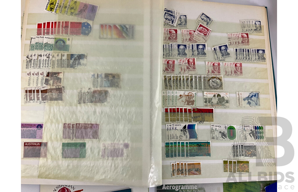 Album of Australian Cancelled Stamps, Including Predecimal, Kangaroo on Map, KGV, KGVI, QE2, Overprints and 1978/79 Stamp Packs, Box of Stamp Pocket Strips