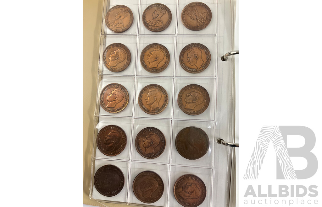 Collection of Australian Pennies, KGV, KGVI, QE2, Consecutive 1934 to 1964