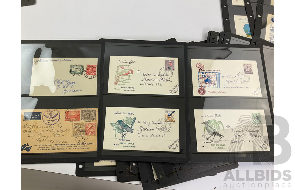 Collection of Vintage Australian Registered Post and First Day Cover Including 1934 First Official Airmail Australia to PNG, 1938 Registered First Airmail From Australia to USA Via New Zealand..........