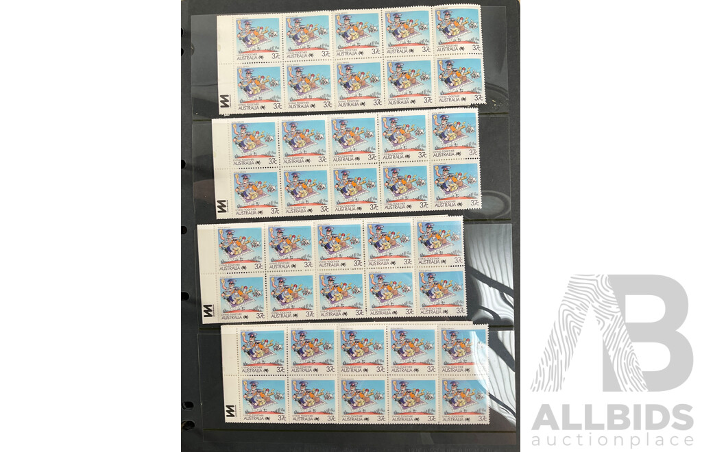 Collection of Australian 1980's Mint Stamp Blocks and Booklets - Face Value Approximately $68