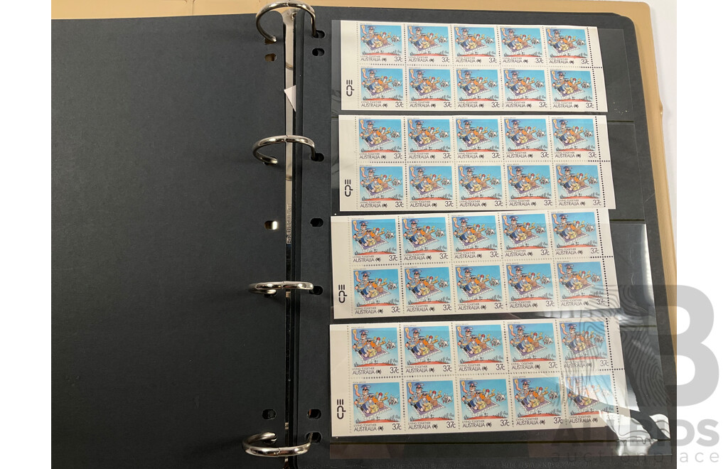 Collection of Australian 1980's Mint Stamp Blocks and Booklets - Face Value Approximately $68