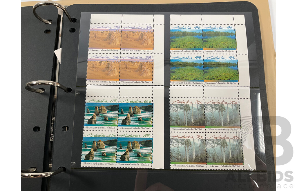 Collection of Australian 1980's Mint Stamp Blocks and Booklets - Face Value Approximately $68