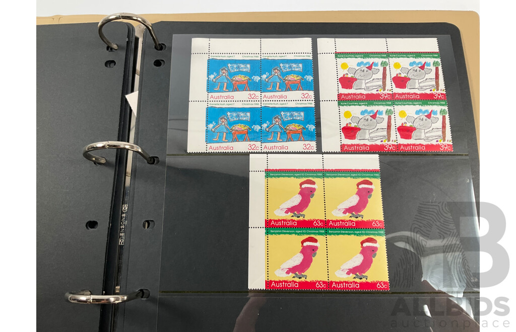 Collection of Australian 1980's Mint Stamp Blocks and Booklets - Face Value Approximately $68