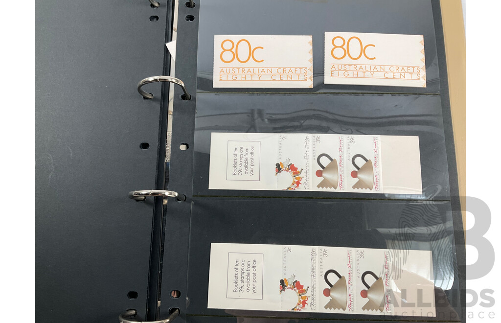 Collection of Australian 1980's Mint Stamp Blocks and Booklets - Face Value Approximately $68