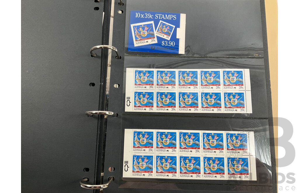 Collection of Australian 1980's Mint Stamp Blocks and Booklets - Face Value Approximately $68