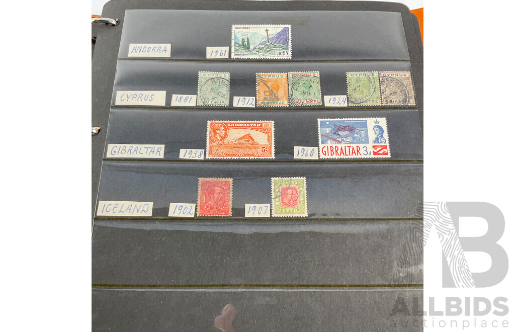 Album of Antique/Vintage International Stamps Including Albania, Austria, Belgium, Bulgaria, Czechoslovakia, Denmark, France, West Germany