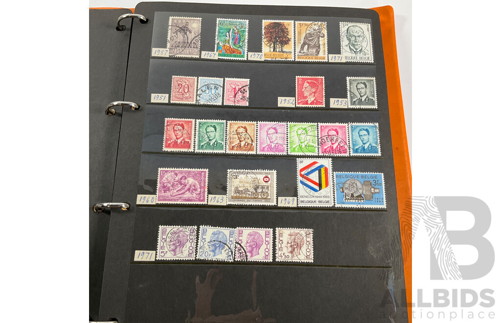 Album of Antique/Vintage International Stamps Including Albania, Austria, Belgium, Bulgaria, Czechoslovakia, Denmark, France, West Germany