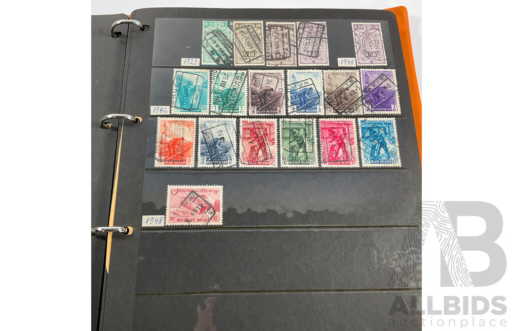 Album of Antique/Vintage International Stamps Including Albania, Austria, Belgium, Bulgaria, Czechoslovakia, Denmark, France, West Germany