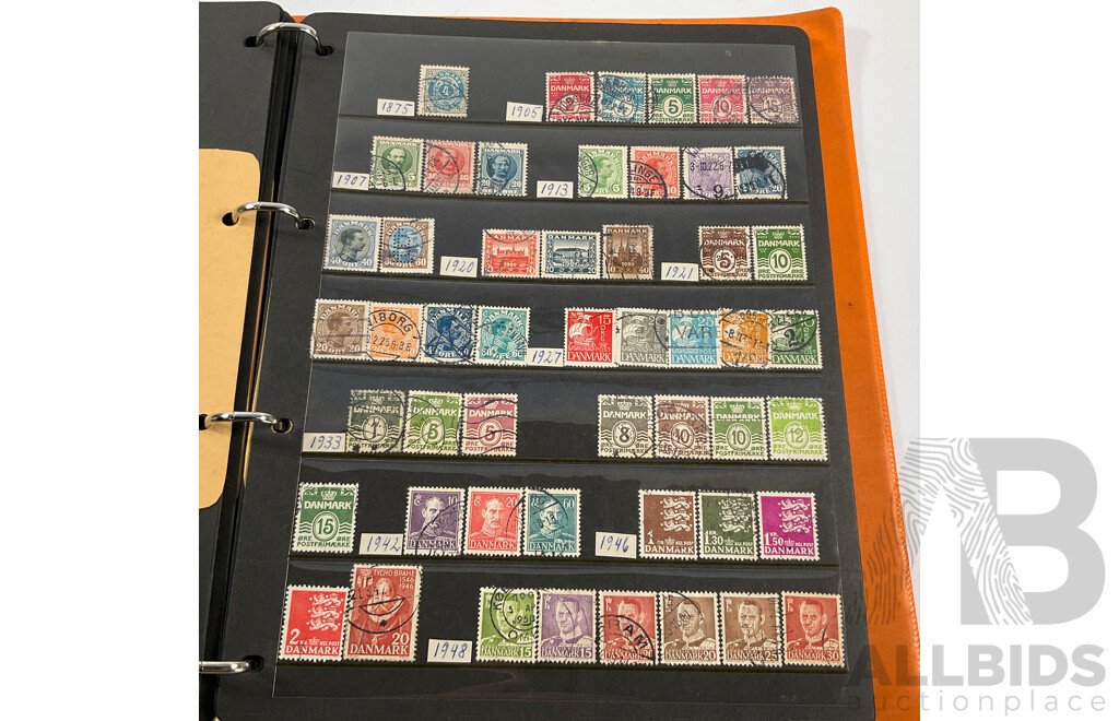 Album of Antique/Vintage International Stamps Including Albania, Austria, Belgium, Bulgaria, Czechoslovakia, Denmark, France, West Germany